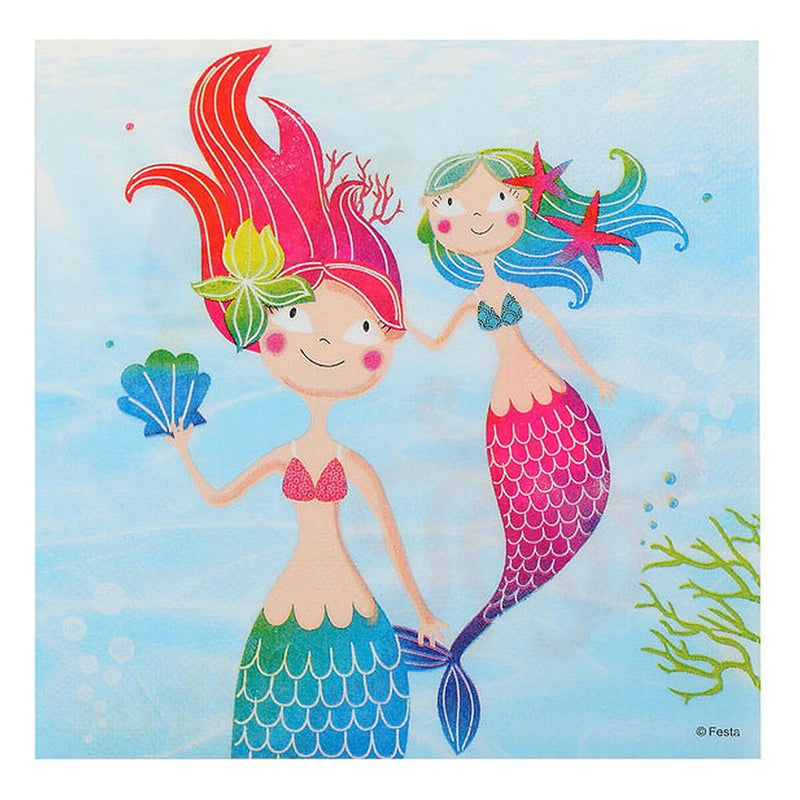 Napkins Multicolour 33 x 33 cm Mermaid 20 Units