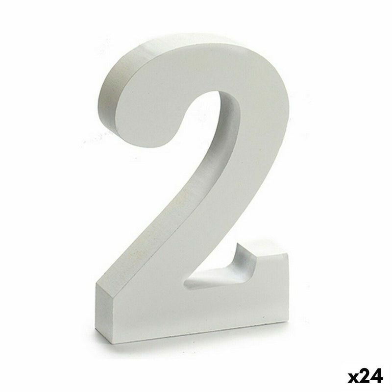 Number 2 Wood White (2 x 16 x 14,5 cm) (24 Units) - MOHANLAL