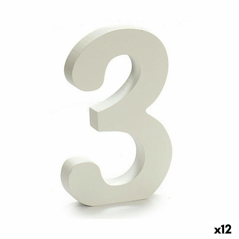 Number 3 Wood White (1,8 x 21 x 17 cm) (12 Units) - MOHANLAL