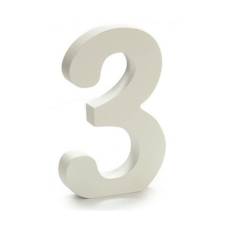 Number 3 Wood White (1,8 x 21 x 17 cm) (12 Units) - MOHANLAL