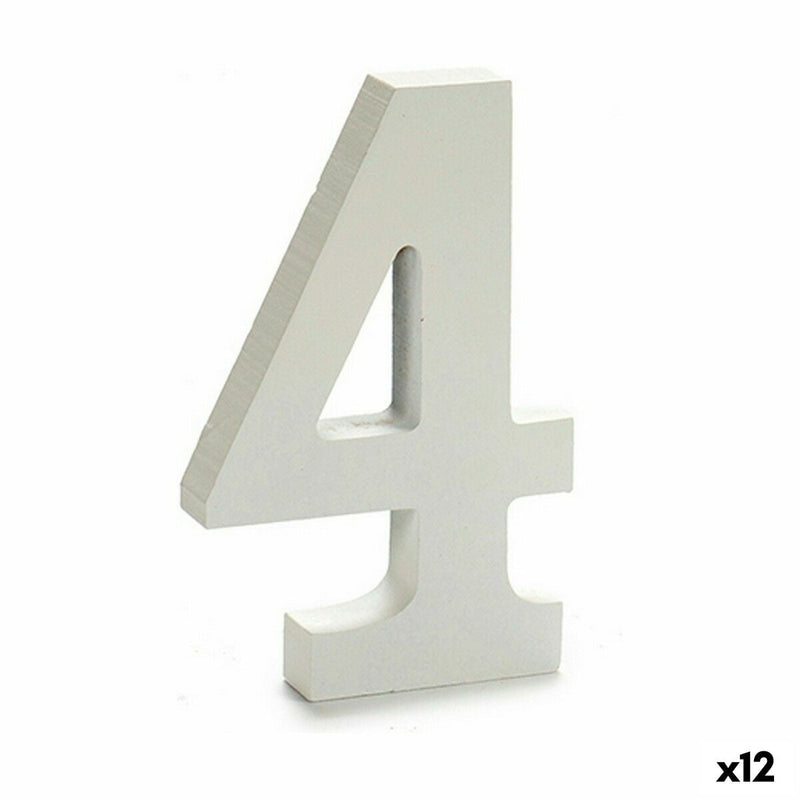 Number 4 Wood White (1,8 x 21 x 17 cm) (12 Units) - MOHANLAL