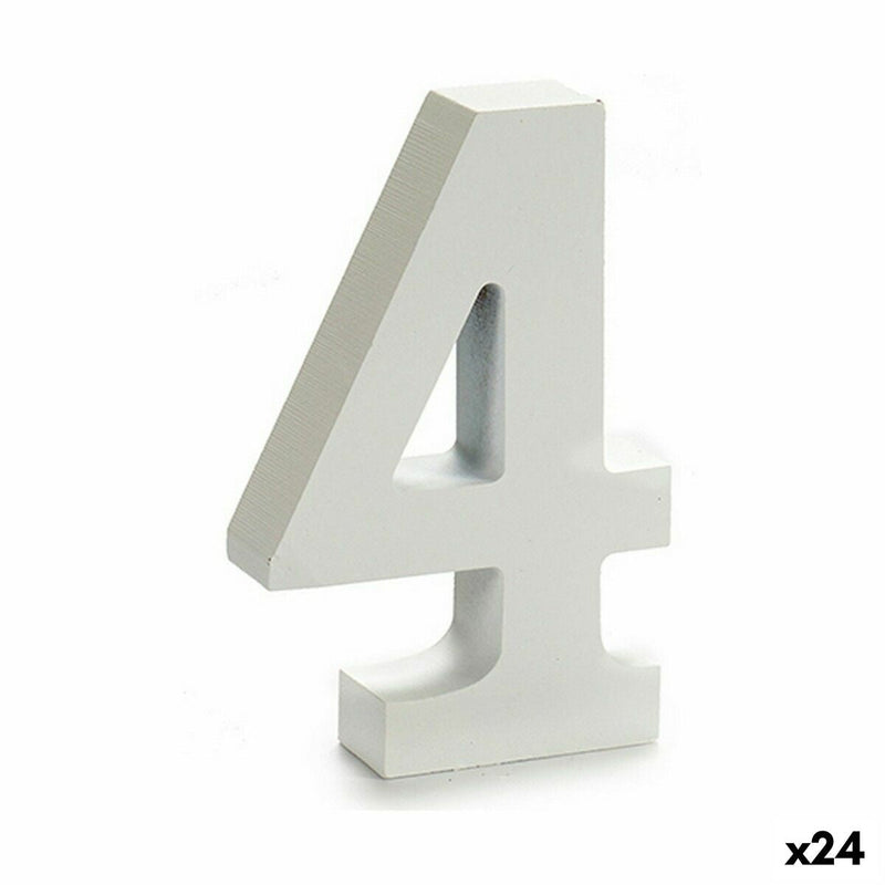 Number 4 Wood White (2 x 16 x 14,5 cm) (24 Units) - MOHANLAL
