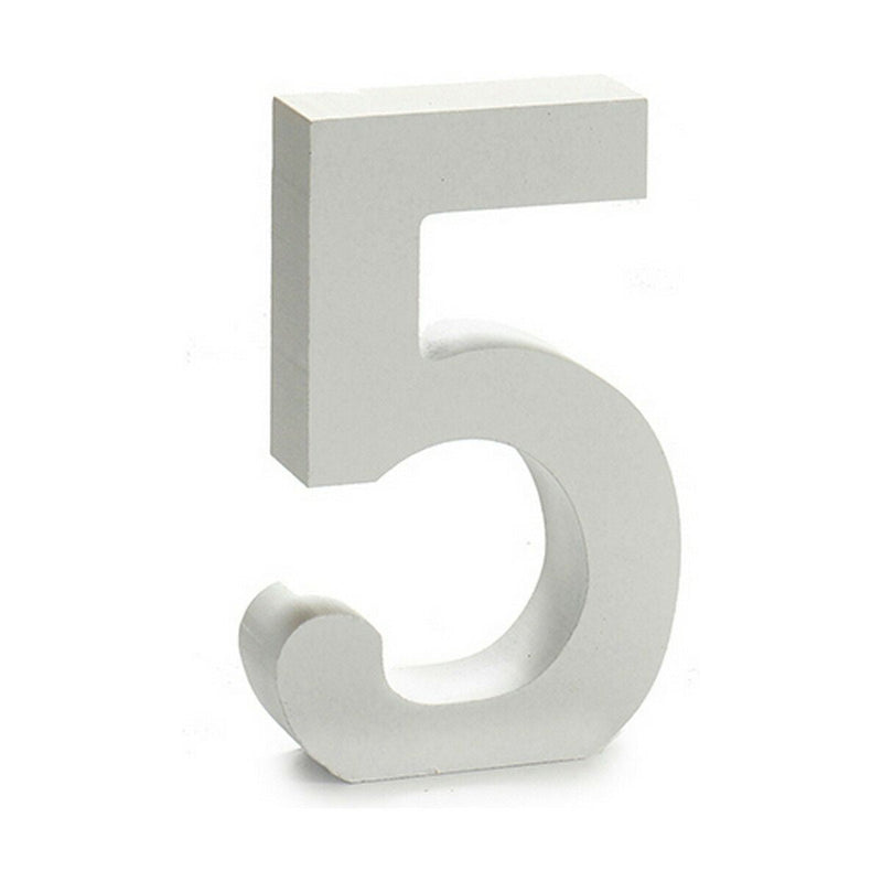 Number 5 Wood White (2 x 16 x 14,5 cm) (24 Units) - MOHANLAL