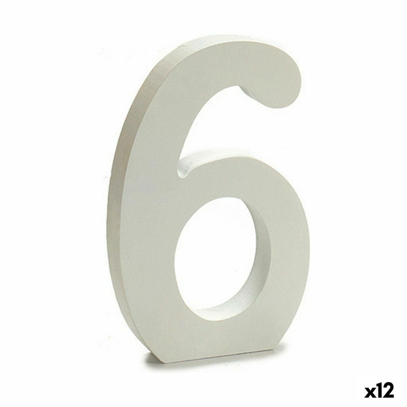 Number 6 Wood White (1,8 x 21 x 17 cm) (12 Units) - MOHANLAL