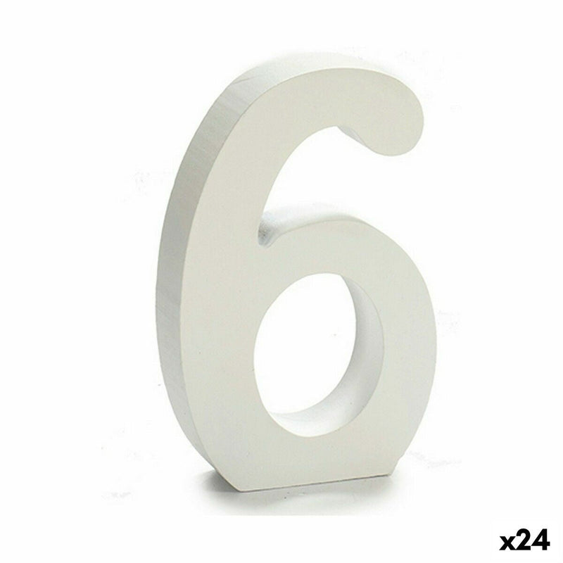 Number 6 Wood White (2 x 16 x 14,5 cm) (24 Units) - MOHANLAL
