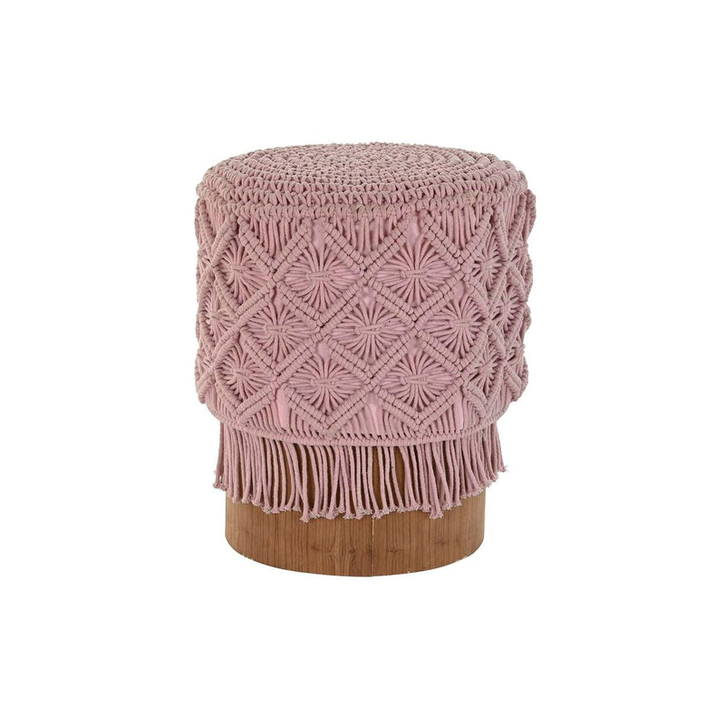Occasional Furniture DKD Home Decor Wood Brown Cotton Light Pink (43 x 43 x 51 cm) (40 x 40 x 50 cm)