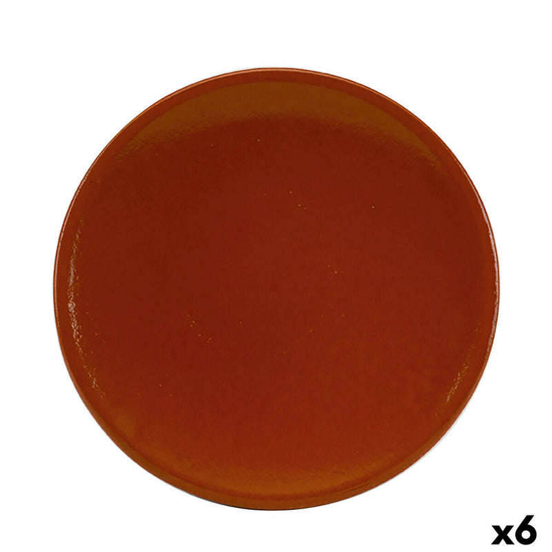 Plate Raimundo Refractor Baked clay Ceramic Brown (Ø 26 cm)