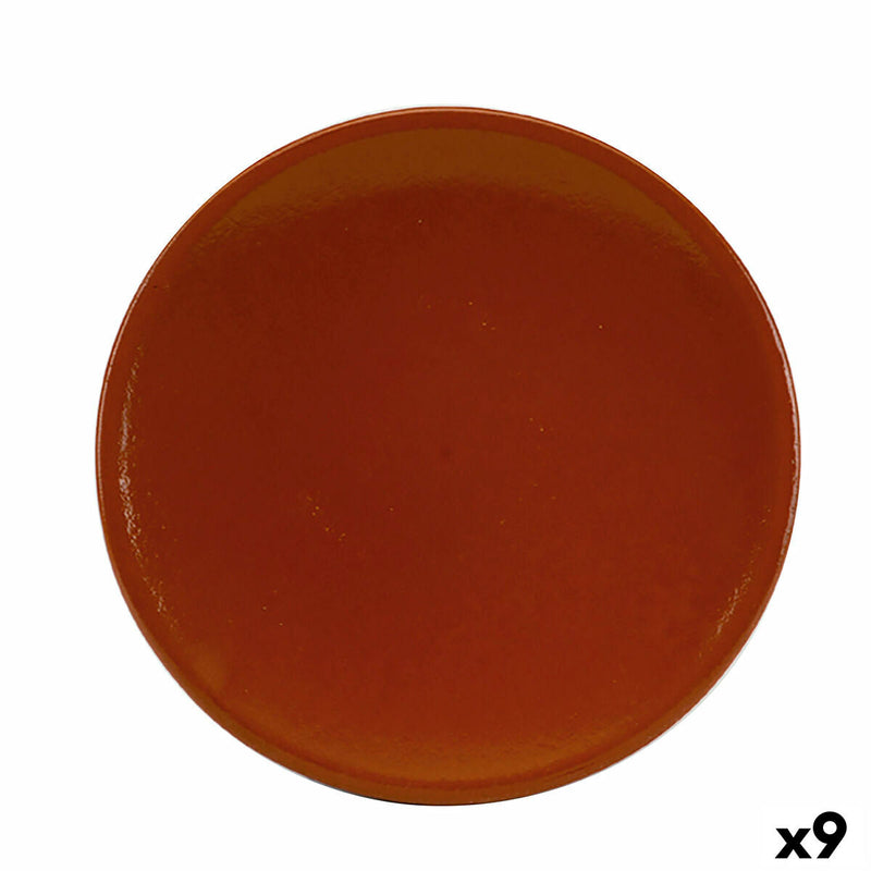 Plate Raimundo Refractor Baked clay Ceramic Brown (Ø 28 cm)