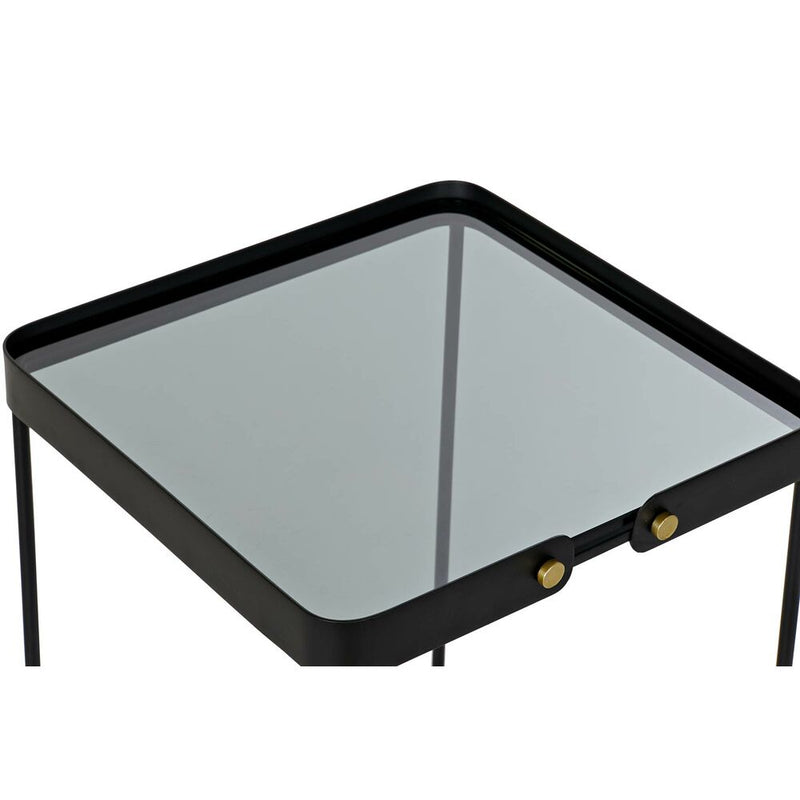 Set of 2 small tables DKD Home Decor Crystal Black Golden Metal (42 x 42 x 56 cm) (2 pcs)