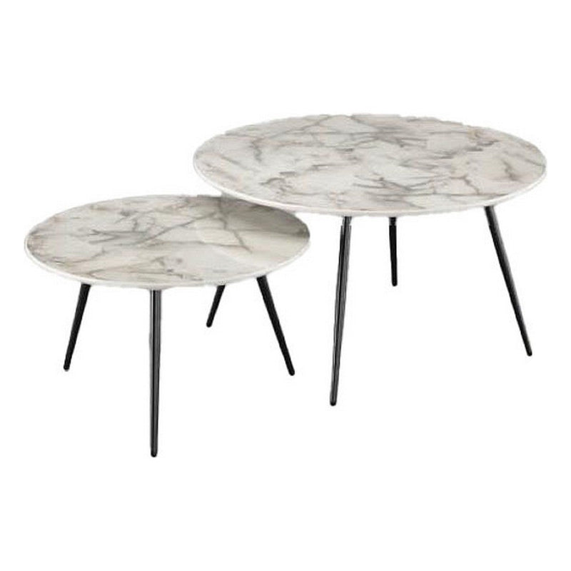 Set of 2 tables DKD Home Decor Metal White Resin (46 x 46 x 45 cm)