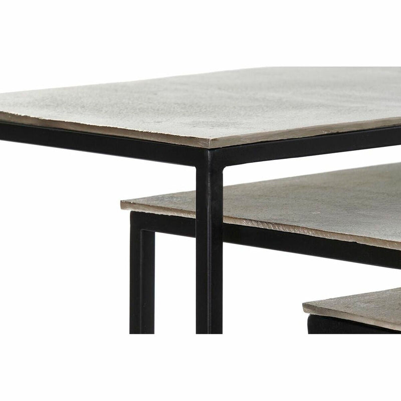 Set of 3 small tables DKD Home Decor Silver Black Metal Aluminium Modern (50,5 x 28,5 x 59 cm) (1) (3 pcs) (3 Units)