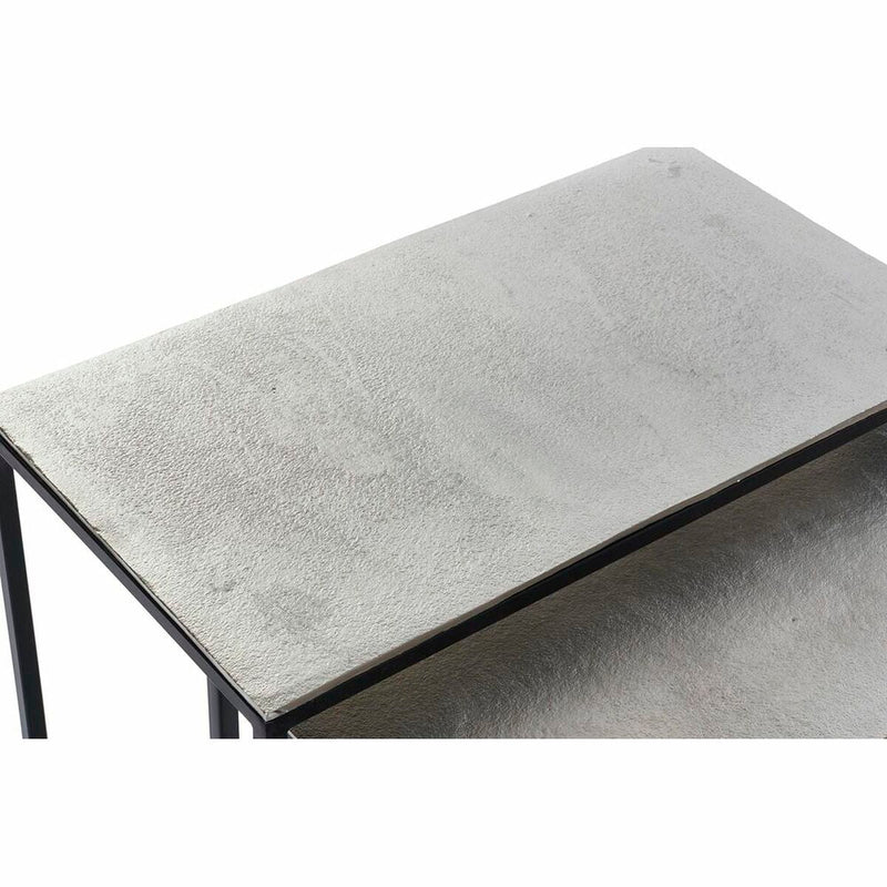 Set of 3 small tables DKD Home Decor Silver Black Metal Aluminium Modern (50,5 x 28,5 x 59 cm) (1) (3 pcs) (3 Units)
