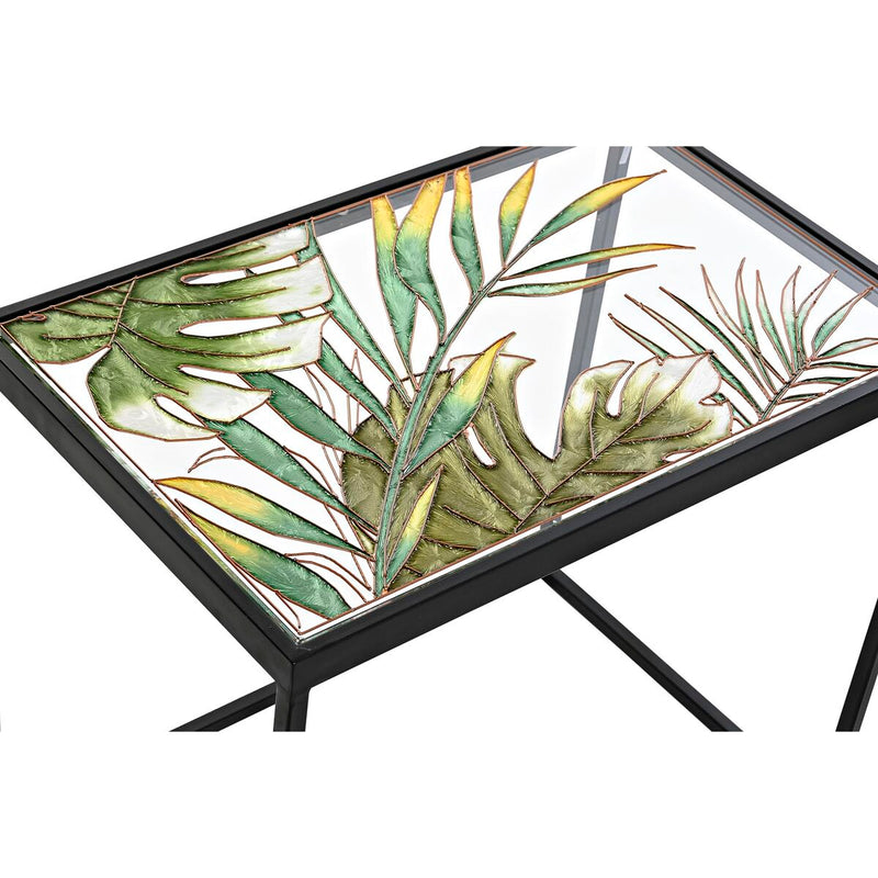 Set of 3 tables DKD Home Decor Crystal Black Metal Green (60 x 40 x 50 cm)