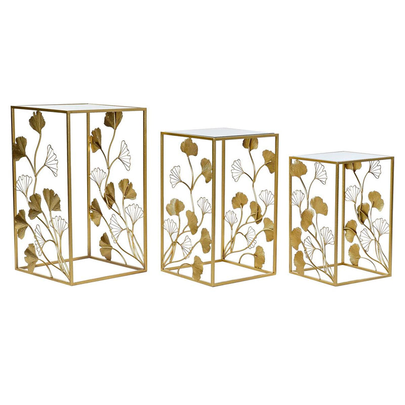 Set of 3 tables DKD Home Decor Mirror Golden Metal (40 x 40 x 70 cm)