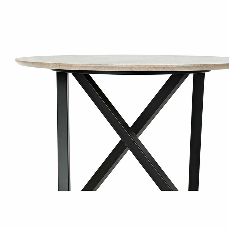 Side table DKD Home Decor Black Metal Wood Light brown (65 x 65 x 49,5 cm)