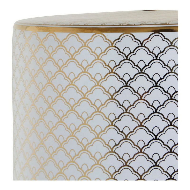 Side table DKD Home Decor White Porcelain Golden (33 x 33 x 42 cm)