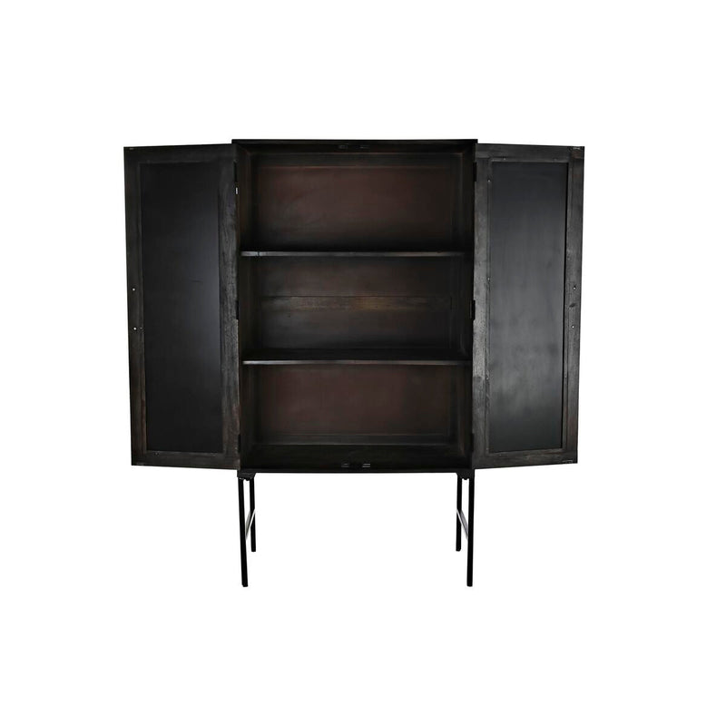 Sideboard DKD Home Decor Black Brown Rattan Mango wood (85 x 40 x 162,5 cm)