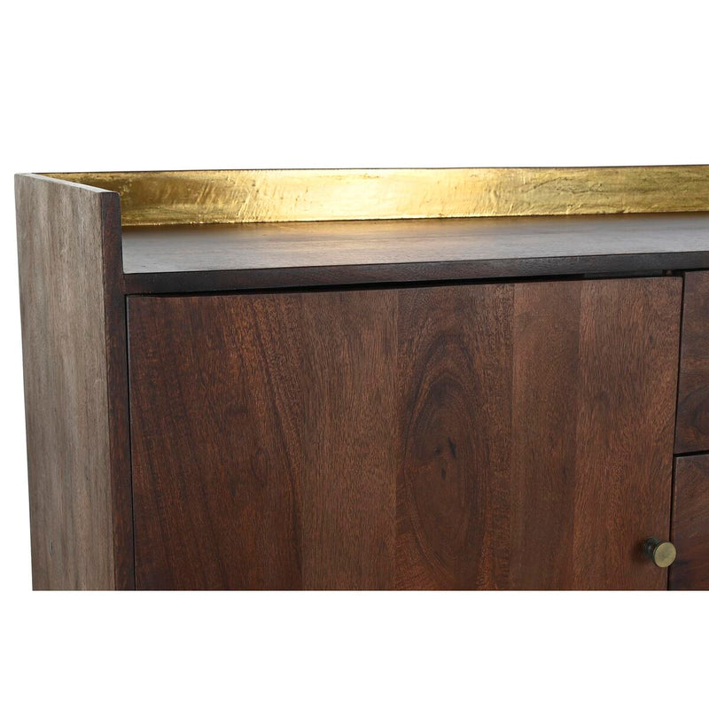 Sideboard DKD Home Decor Black Golden Metal Dark brown Mango wood (170 x 45 x 78 cm)