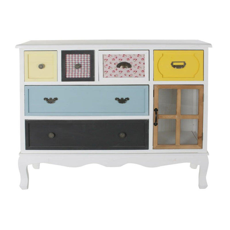 Sideboard DKD Home Decor Crystal Black Wood White Yellow Sky blue