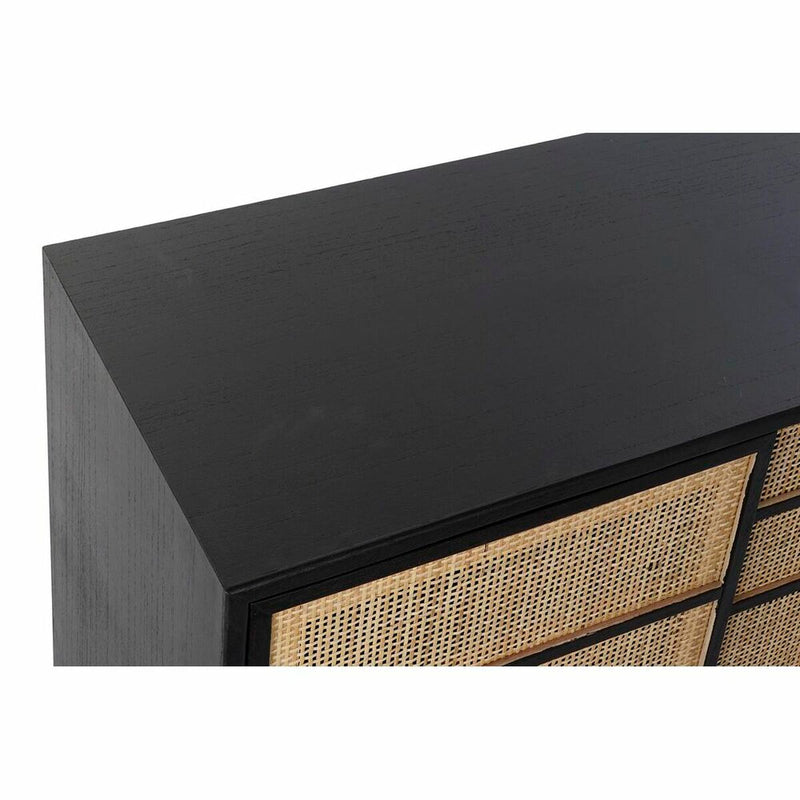 Sideboard DKD Home Decor Natural Black MDF Rattan Paolownia wood (80 x 38 x 50 cm)