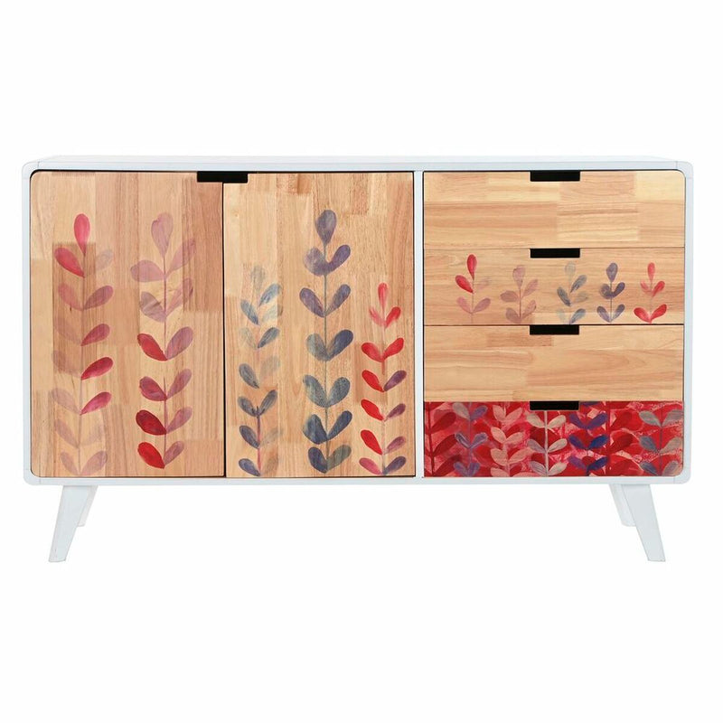 Sideboard DKD Home Decor Natural Rubber wood White Maroon (120 x 30 x 75 cm)