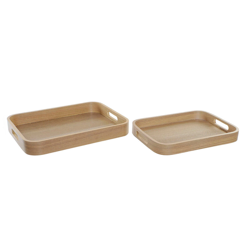 Snack tray DKD Home Decor Wood Natural Scandinavian (40 x 30 x 5,5 cm) (2 Pieces)
