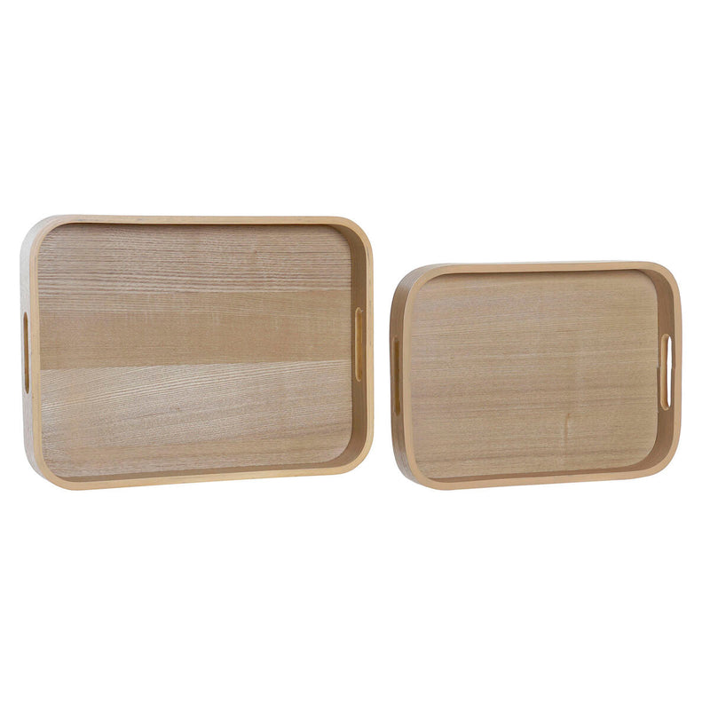 Snack tray DKD Home Decor Wood Natural Scandinavian (40 x 30 x 5,5 cm) (2 Pieces)