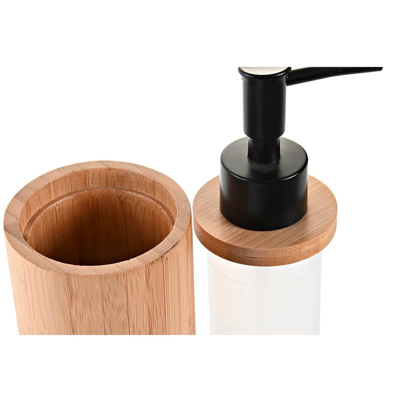 Soap Dispenser DKD Home Decor Natural Black Bamboo PP (7 x 7 x 17 cm)