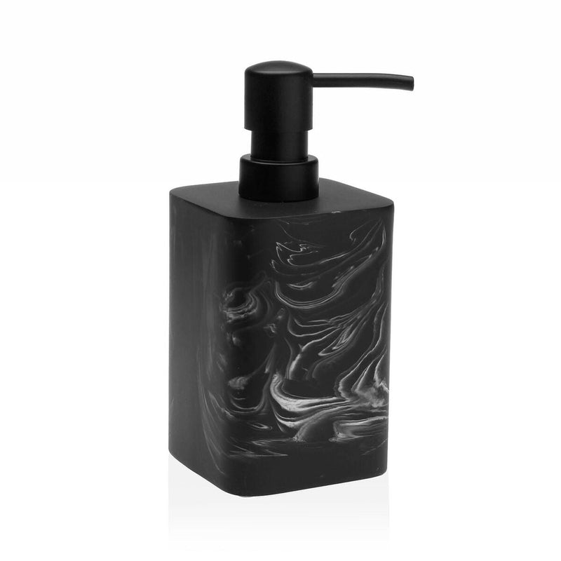 Soap Dispenser Versa Marble Black Plastic Resin (8 x 19,4 x 8 cm)