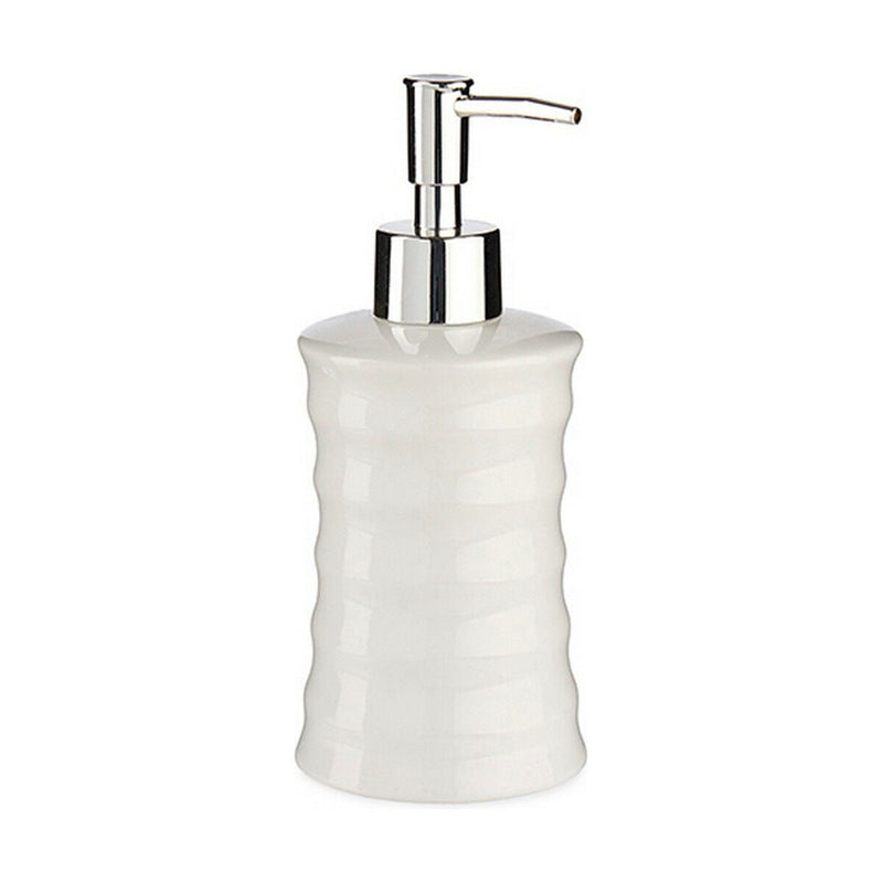 Soap Dispenser Waves Ceramic Metal White (260 ml) (12 Units)