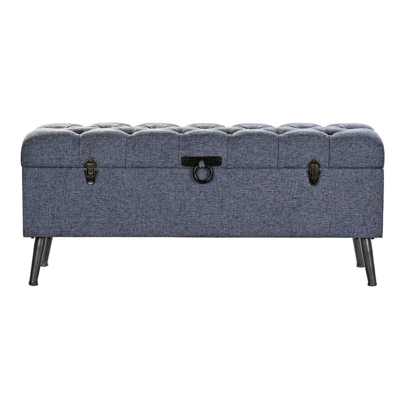 Storage chest with seat DKD Home Decor Blue Metal Polyester MDF (121 x 42 x 53 cm)