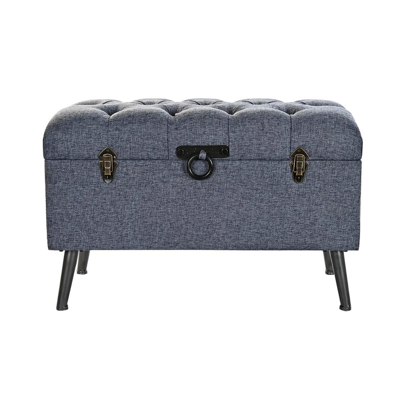 Storage chest with seat DKD Home Decor Blue Metal Polyester MDF (81 x 42 x 52 cm)