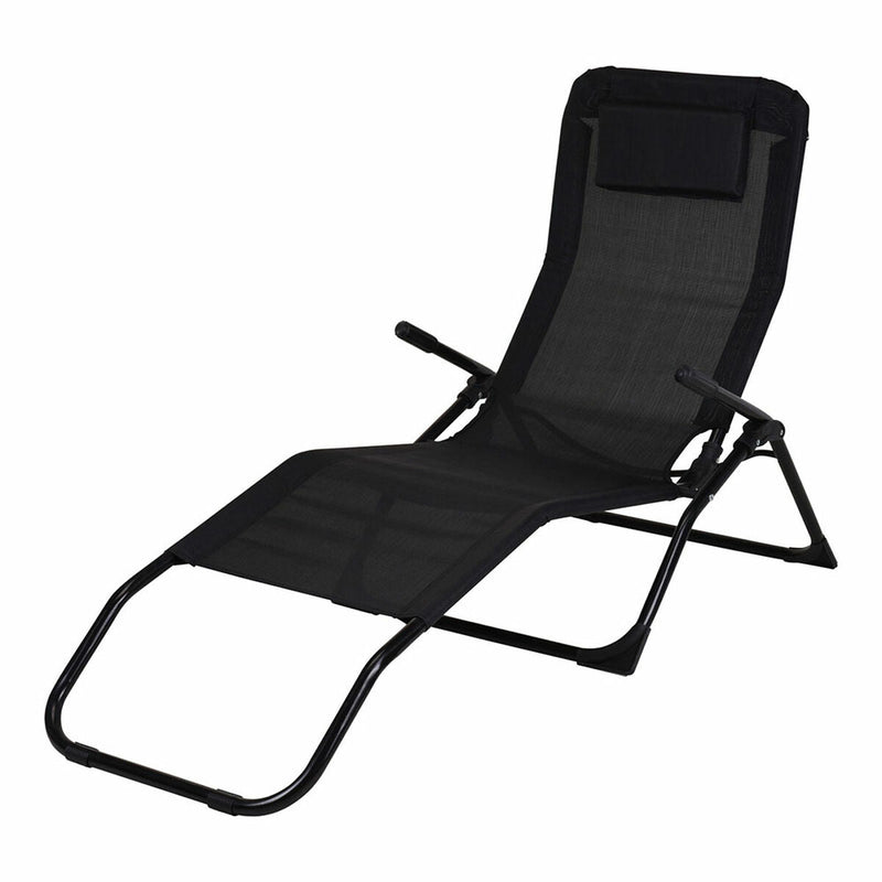 Sun-lounger Black Foldable (158 cm)