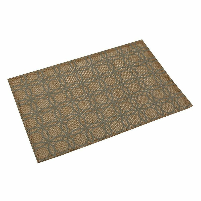 Table Mat Versa Grey Circles Rattan (45 x 30 cm)