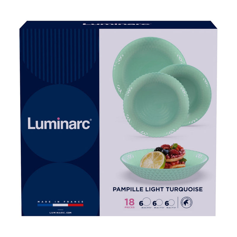 Tableware Luminarc PAMPILLE Turquoise Glass (18 Pieces)
