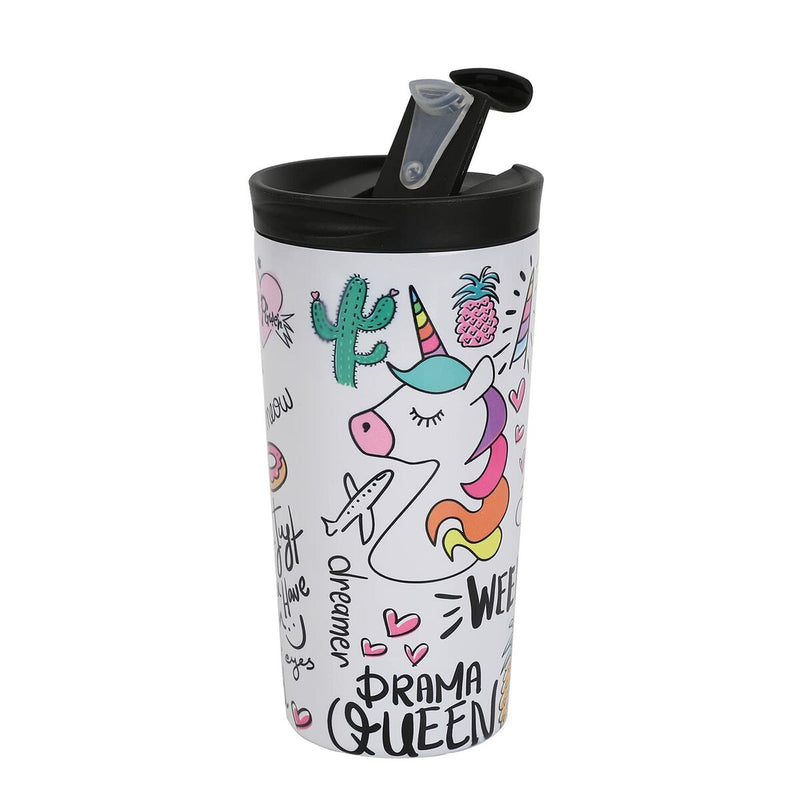 Thermal Cup with Lid iTotal White Unicorn Double wall