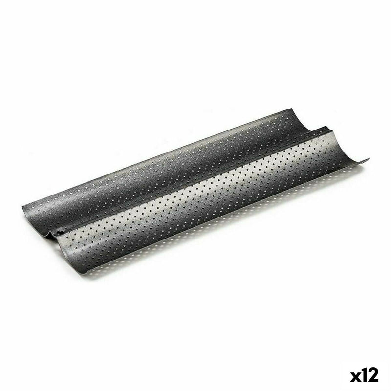 Tray Bread Metal Dark grey Carbon steel (16 x 2,5 x 38 cm) (12 Units)