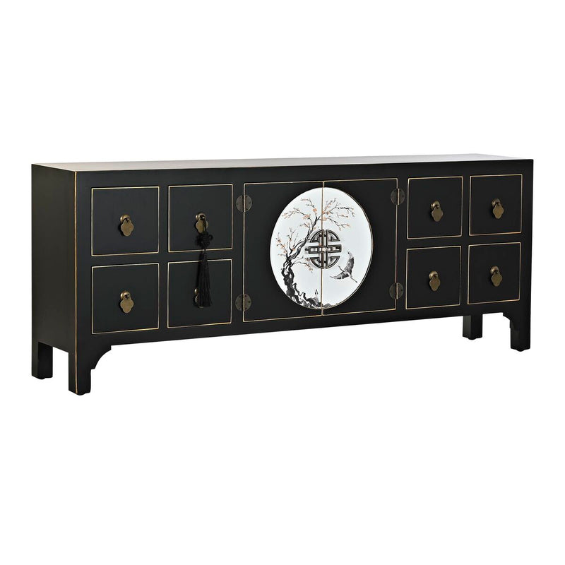 TV furniture DKD Home Decor Black Oriental Fir Metal MDF Wood (130 x 26 x 51 cm)