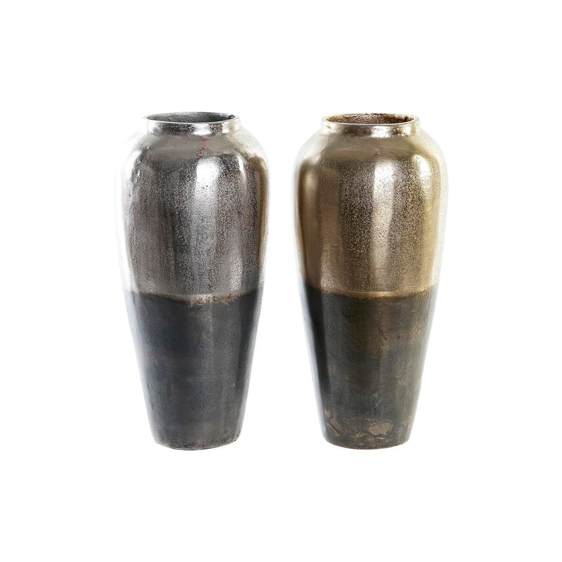 Vase DKD Home Decor Aluminium Bicoloured Modern (16 x 16 x 33,5 cm) (2 Units)
