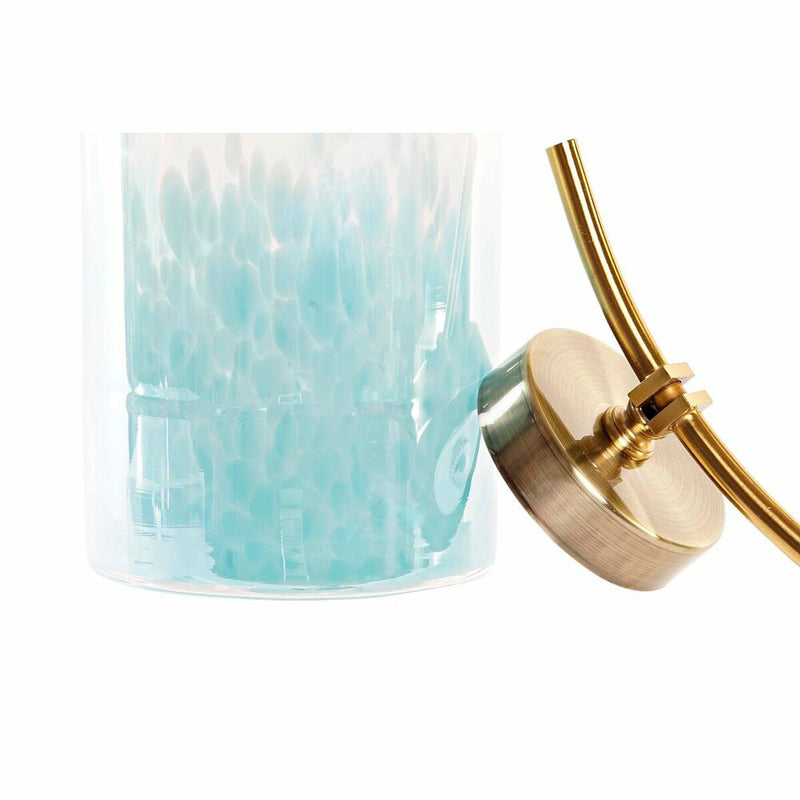 Vase DKD Home Decor Crystal Blue Golden Metal Mediterranean (19 x 15 x 41 cm) (Ø 14 cm)