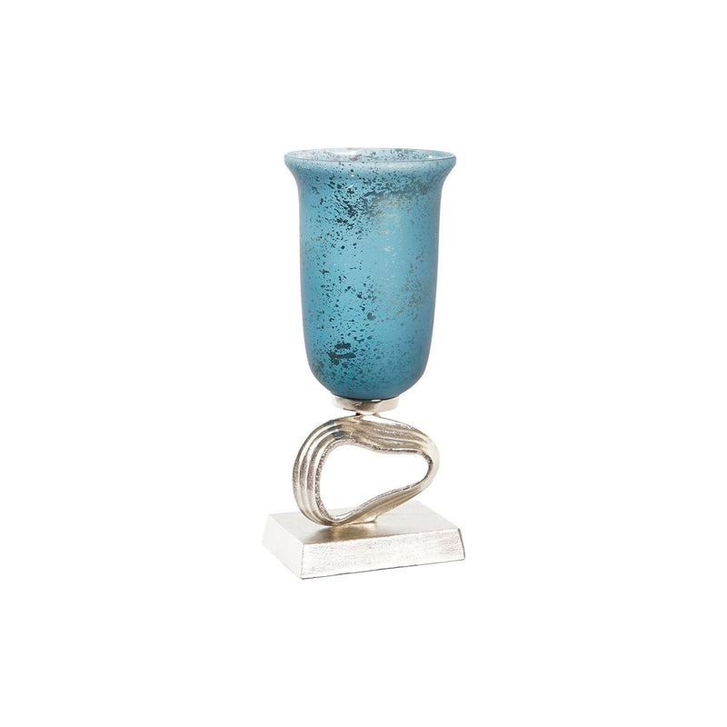 Vase DKD Home Decor Crystal Silver Blue Aluminium (15 x 15 x 35 cm)