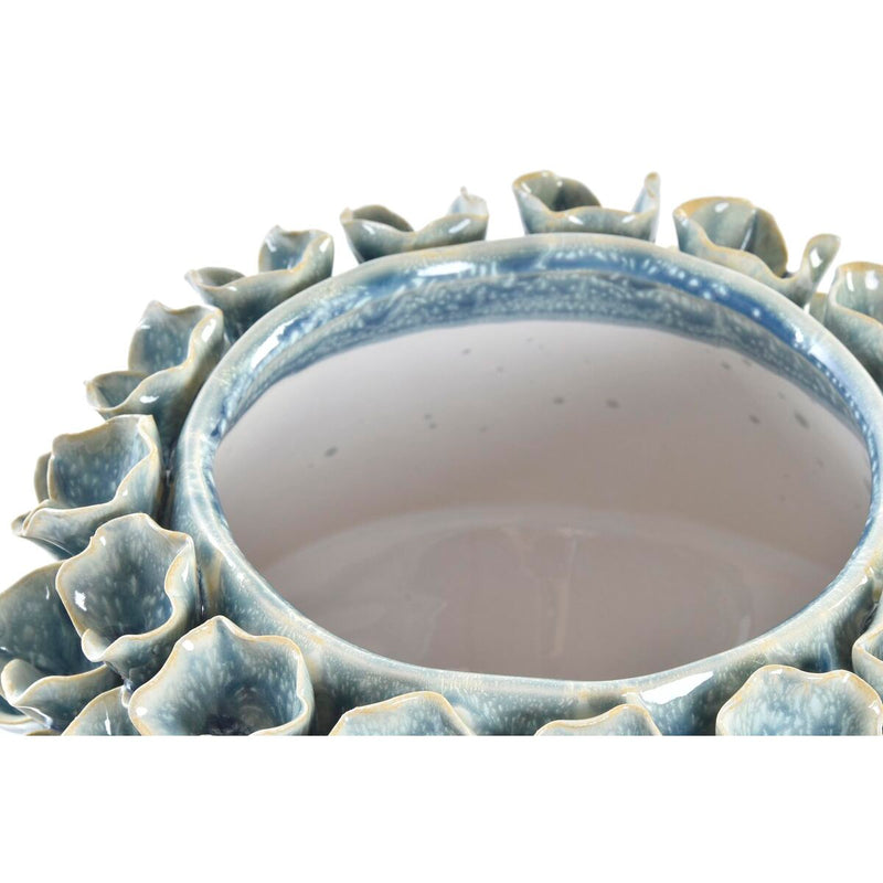 Vase DKD Home Decor Flower Pink Turquoise Stoneware Mediterranean (2 Units) (20 x 20 x 13 cm)