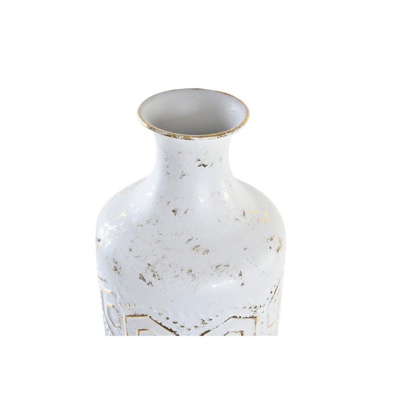 Vase DKD Home Decor Golden Metal White Oriental (17 x 17 x 66 cm)