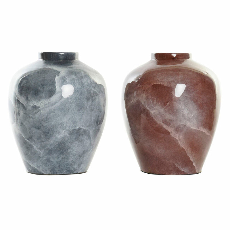 Vase DKD Home Decor Grey Dark brown Bamboo Modern (26 x 26 x 32 cm) (2 Units)