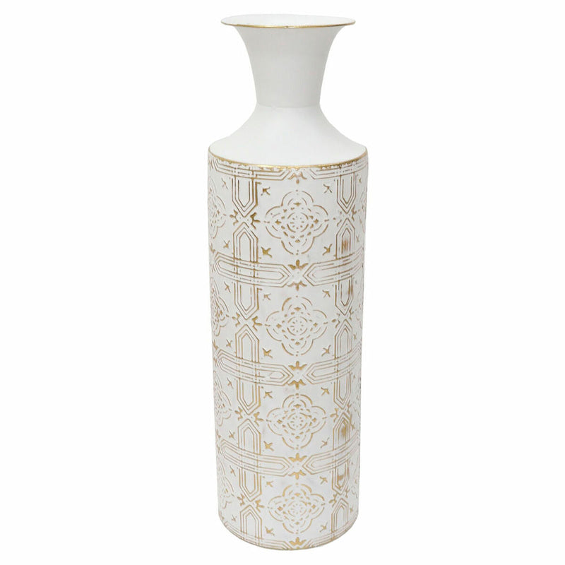 Vase DKD Home Decor Mosaic Metal White Arab (19 x 19 x 64 cm)