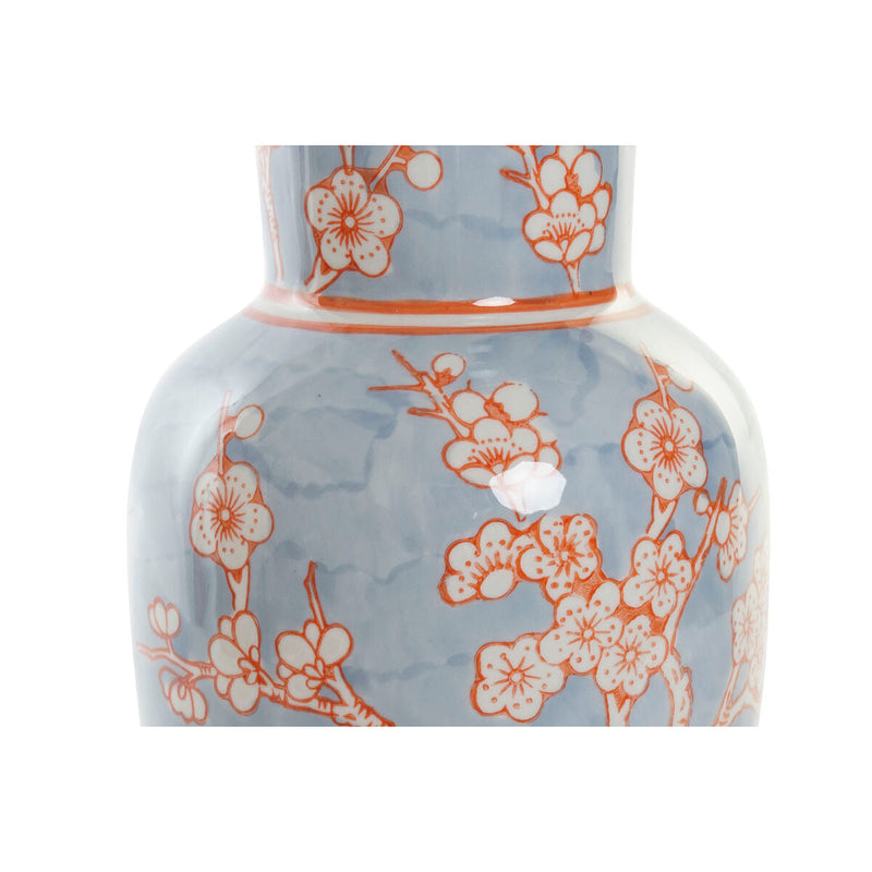 Vase DKD Home Decor Porcelain Blue Orange Oriental (13 x 13 x 31 cm)