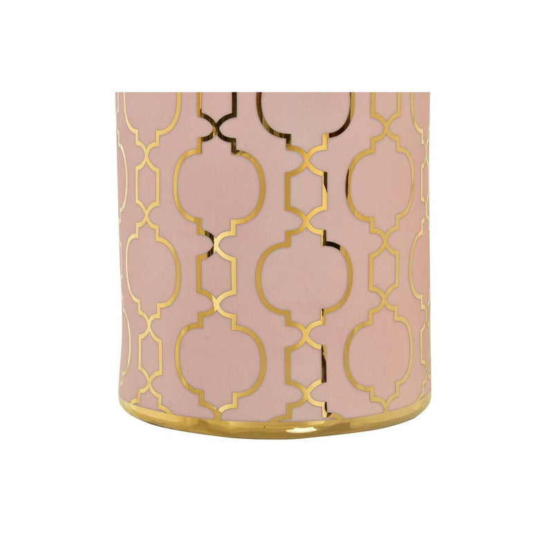 Vase DKD Home Decor Porcelain Pink Golden Oriental (13,5 x 13,5 x 36 cm)