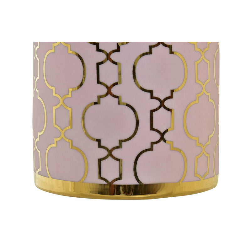 Vase DKD Home Decor Porcelain Pink Golden Oriental (14 x 14 x 32 cm)