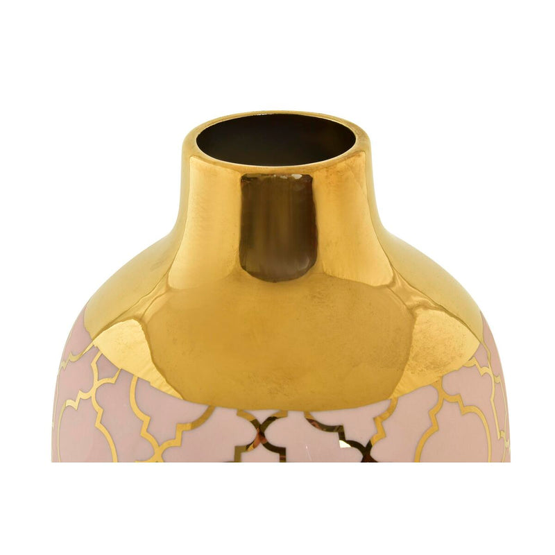 Vase DKD Home Decor Porcelain Pink Golden Oriental (15 x 15 x 41,5 cm)