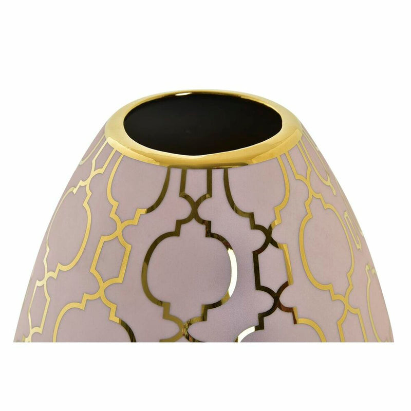 Vase DKD Home Decor Porcelain Pink Golden Oriental (16 x 16 x 18 cm)